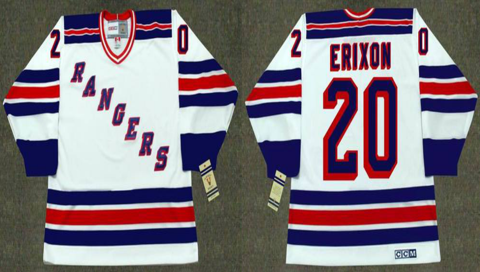 2019 Men New York Rangers #20 Erixon white CCM NHL jerseys->new york rangers->NHL Jersey